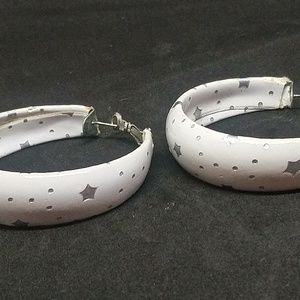 White leather hoop earrings